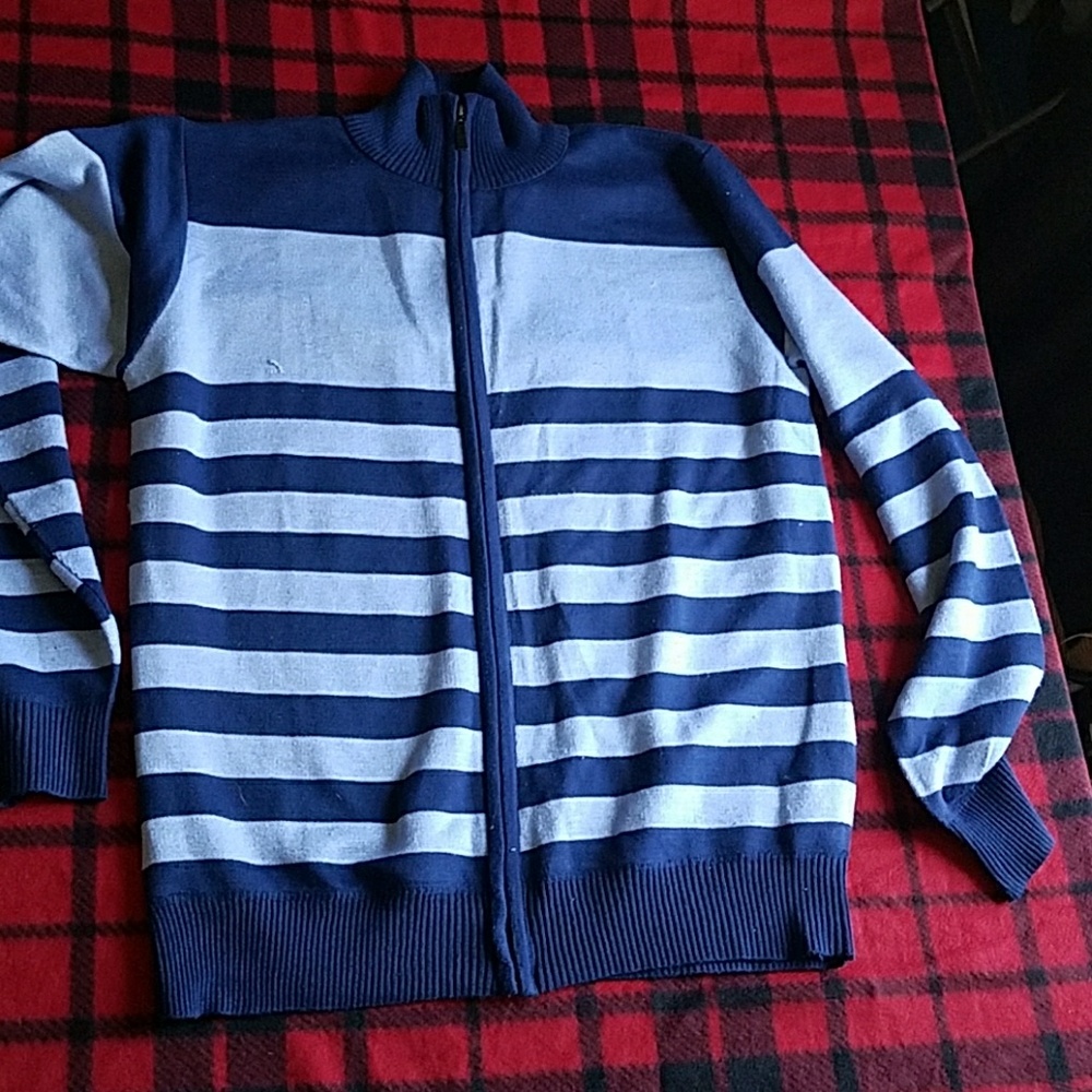 Italian navy blue and ocean blue zipper sweater